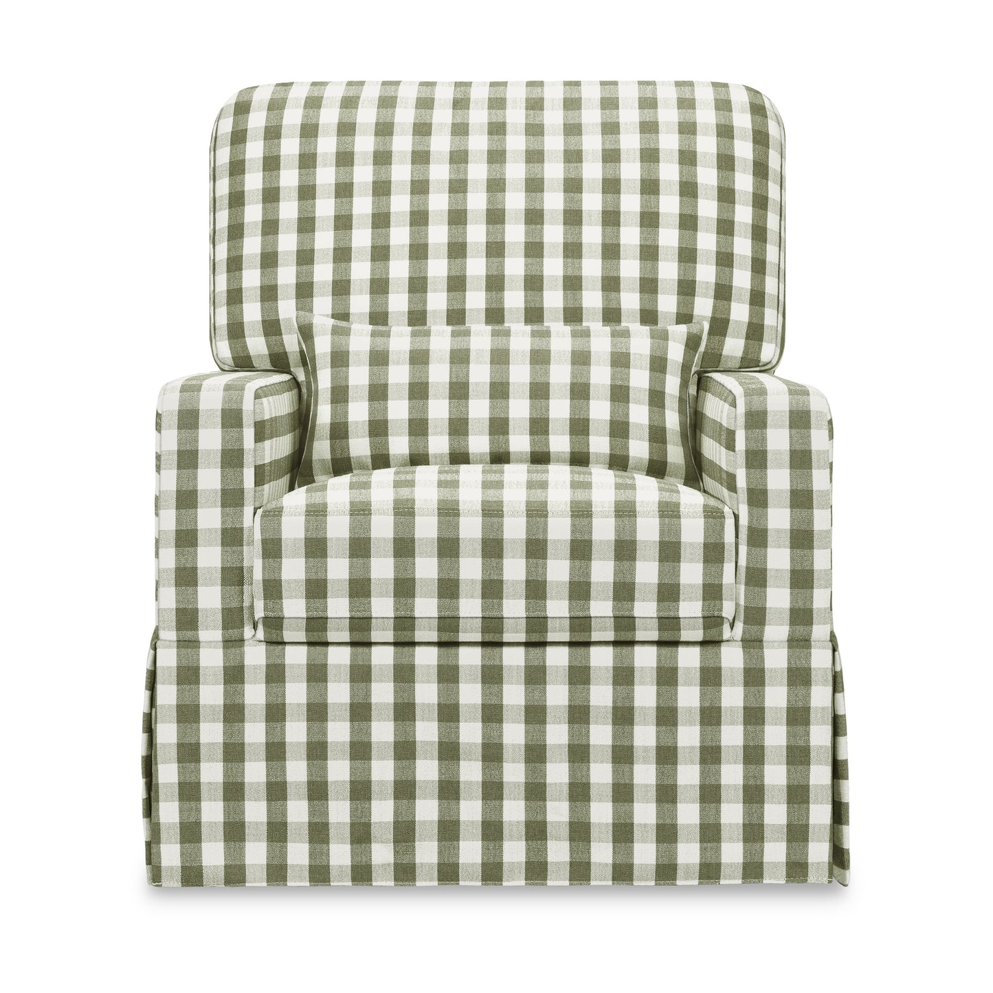 M21787GGH,Namesake,Crawford Pillowback Comfort Swivel Glider in Green Gingham