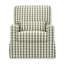 M21787GGH,Namesake,Crawford Pillowback Comfort Swivel Glider in Green Gingham