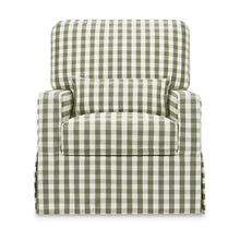 M21787GGH,Namesake,Crawford Pillowback Comfort Swivel Glider in Moss Green Gingham