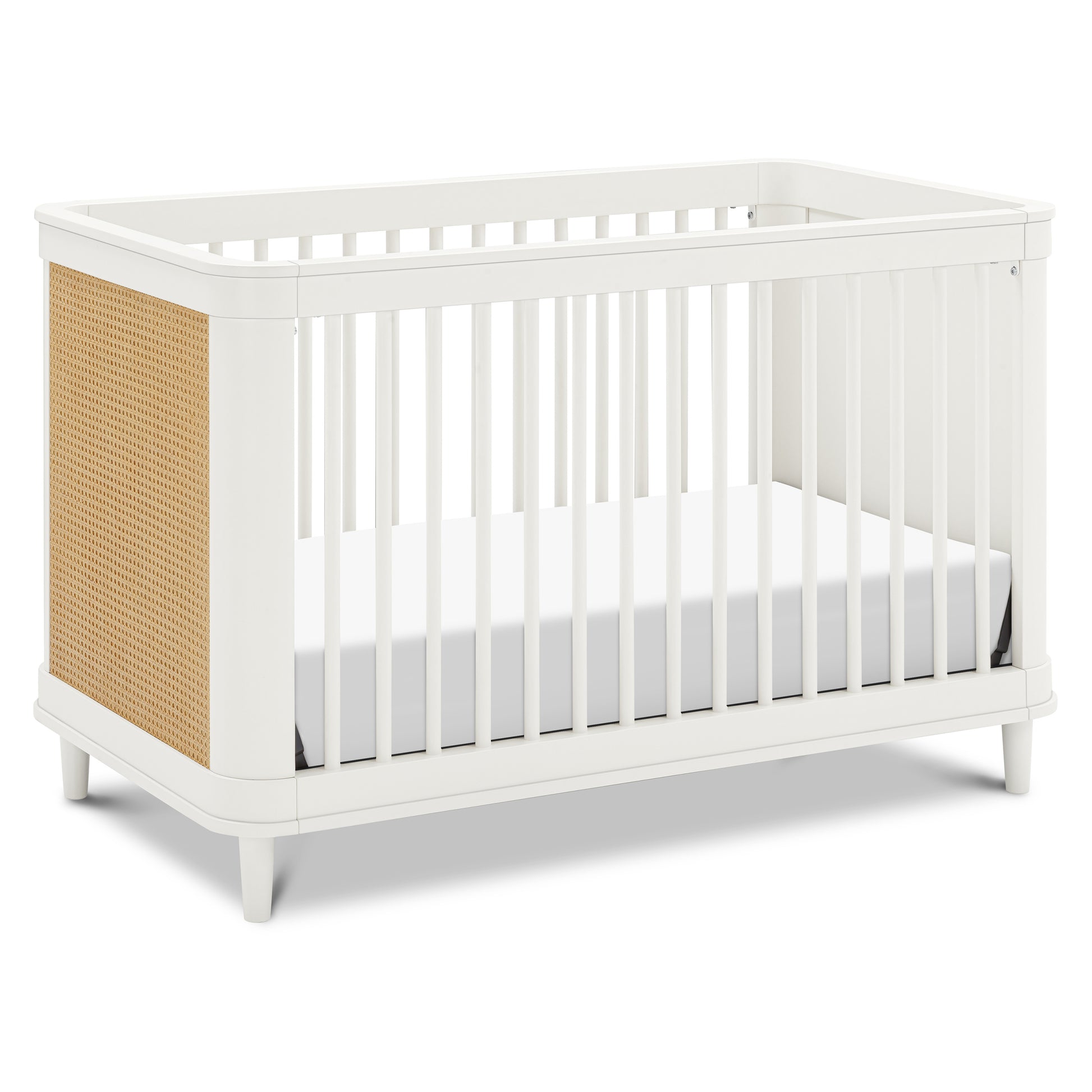 M23701RWHC,Namesake,Marin with Cane 3-in-1 Convertible Crib in Warm White and Honey Cane