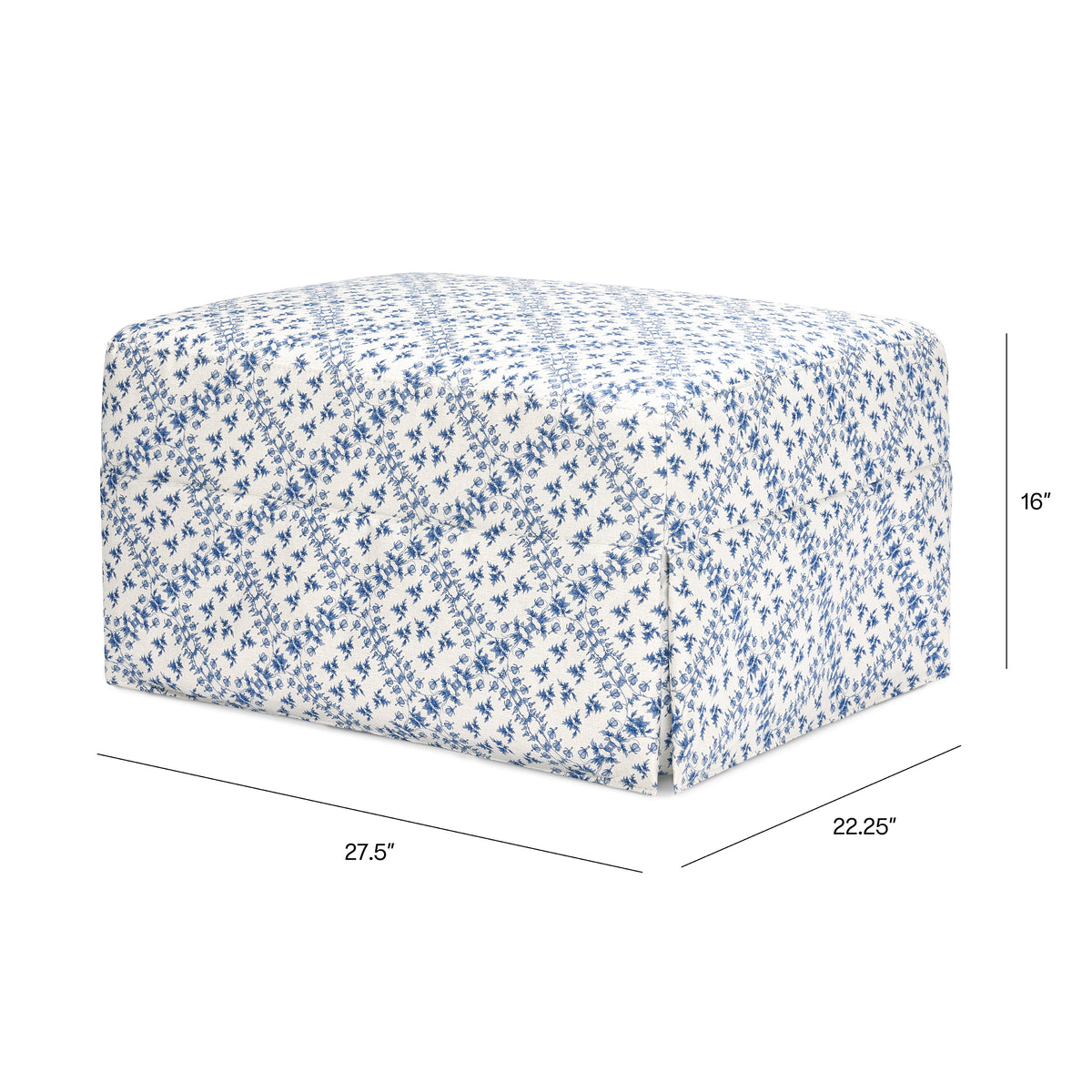 Sarah Flint x Namesake Crawford Gliding Ottoman in Eco-Performance Fabric | Water Repellent & Stain Resistant - dimensions