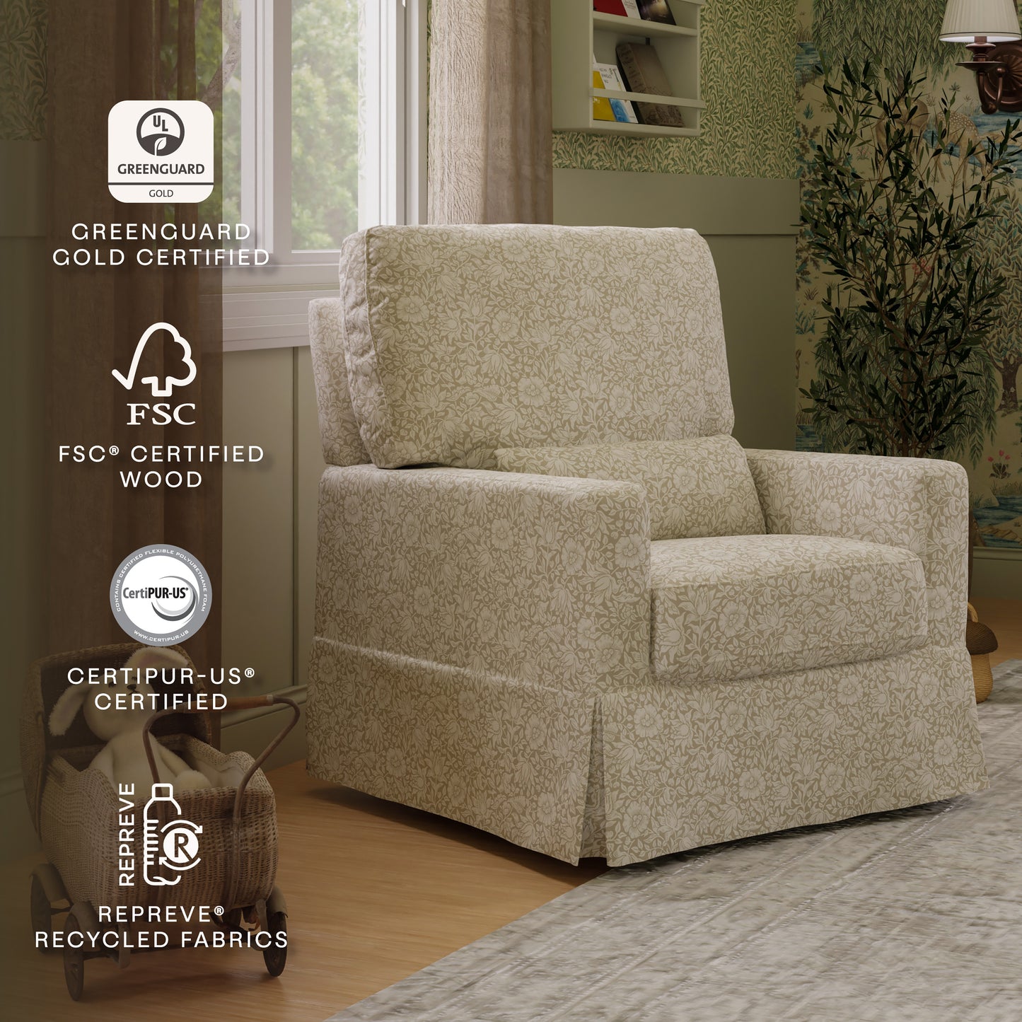 M21787MA,Namesake,Crawford Pillowback Comfort Swivel Glider in Mallow in Ash