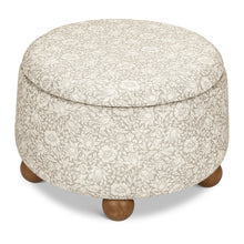 M30985MADF,Namesake,Tuffet Storage Ottoman Mallow in Ash w/ Dark Wood Ball Feet