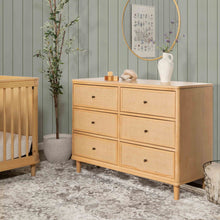 M23716HYHC,Namesake,Marin with Cane 6 Drawer Assembled Dresser in Honey and Honey Cane