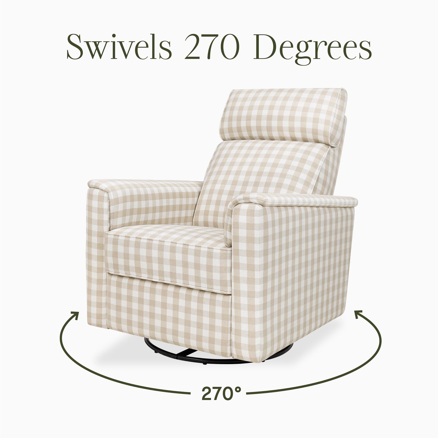 M17186TGH,Namesake,Willa Plus Power Glider Recliner w/ Power Headrest in Tan Gingham