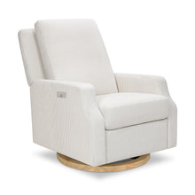 M22286FCSLB,Namesake,Crewe Electronic Swivel Glider Recliner in Fog Chatham Stripe Performance Eco-Weave w/LB