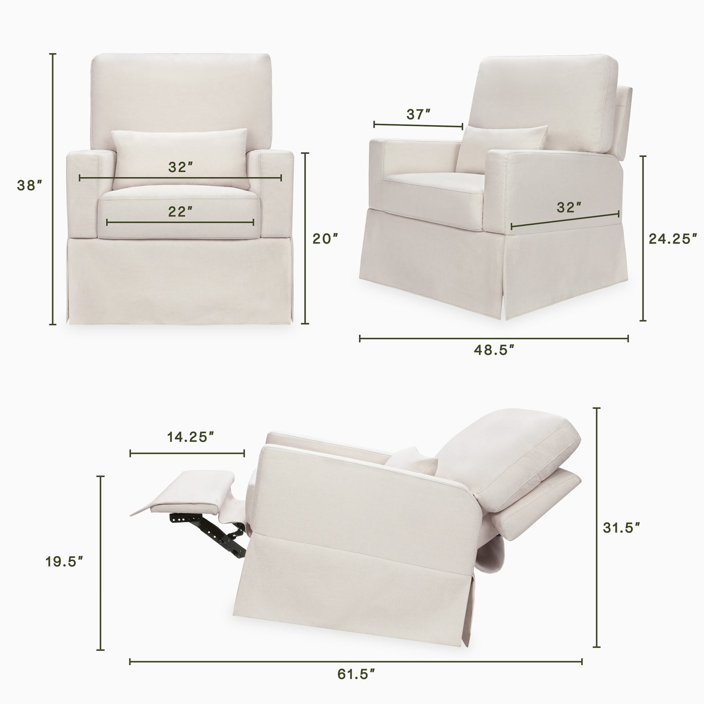 M21777PCMEW,Namesake,Crawford Recliner and Swivel Glider in Performance Cream Eco-Weave