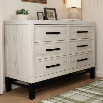 B25816WDF,Monogram by Namesake,Newbern 6-Drawer Assembled Dresser in White Driftwood