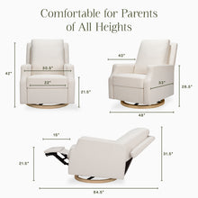 M22286PCMEWLB,Namesake,Crewe Electronic Swivel Glider Recliner in Performance Cream Eco-Weave w/Light Wood Base