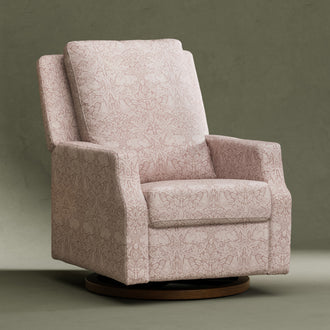 M22287PBRRDB,Namesake,Crewe Recliner and Swivel Glider in Pure Brer Rabbit in Rose w/Dark Wood Base