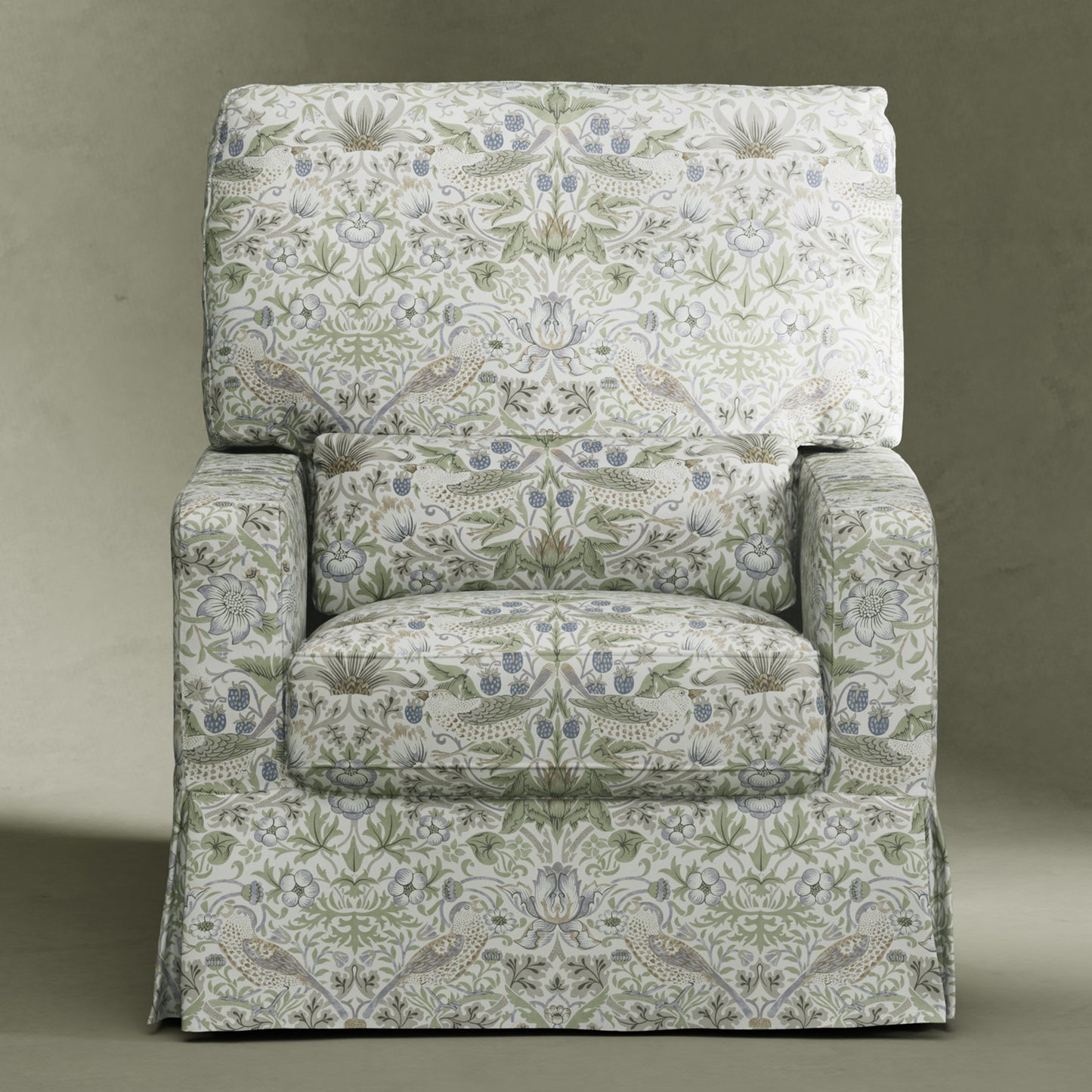 M21787TTFT,Namesake,Crawford Pillowback Comfort Swivel Glider in Strawberry Thief in Fig & Thyme