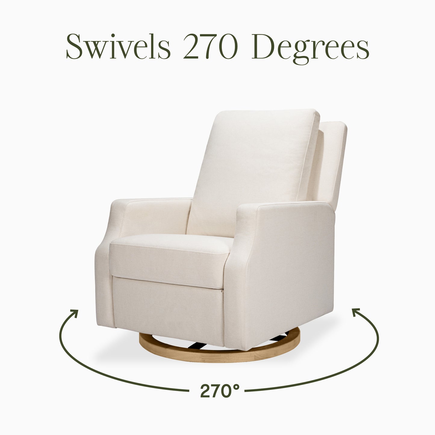 M22286PCMEWLB,Namesake,Crewe Electronic Swivel Glider Recliner in Performance Cream Eco-Weave w/Light Wood Base