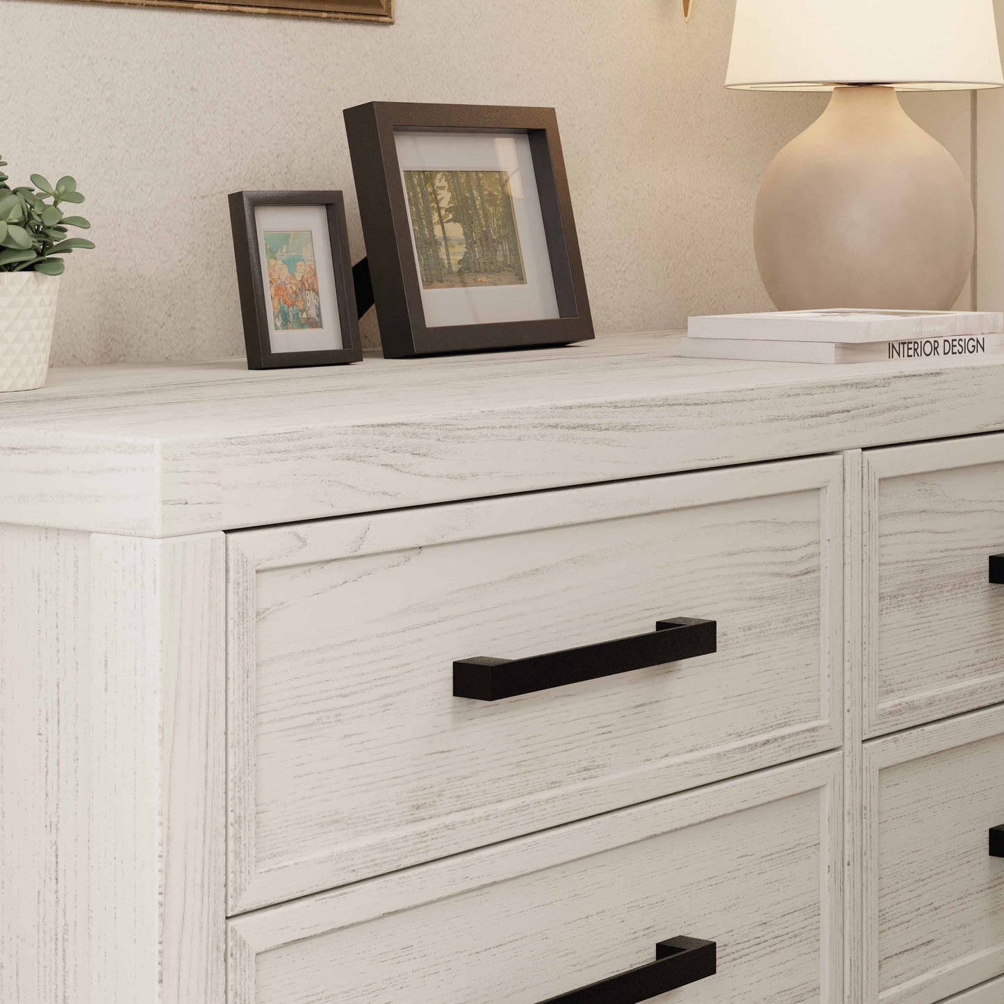 B25816WDF,Monogram by Namesake,Newbern 6-Drawer Assembled Dresser in White Driftwood