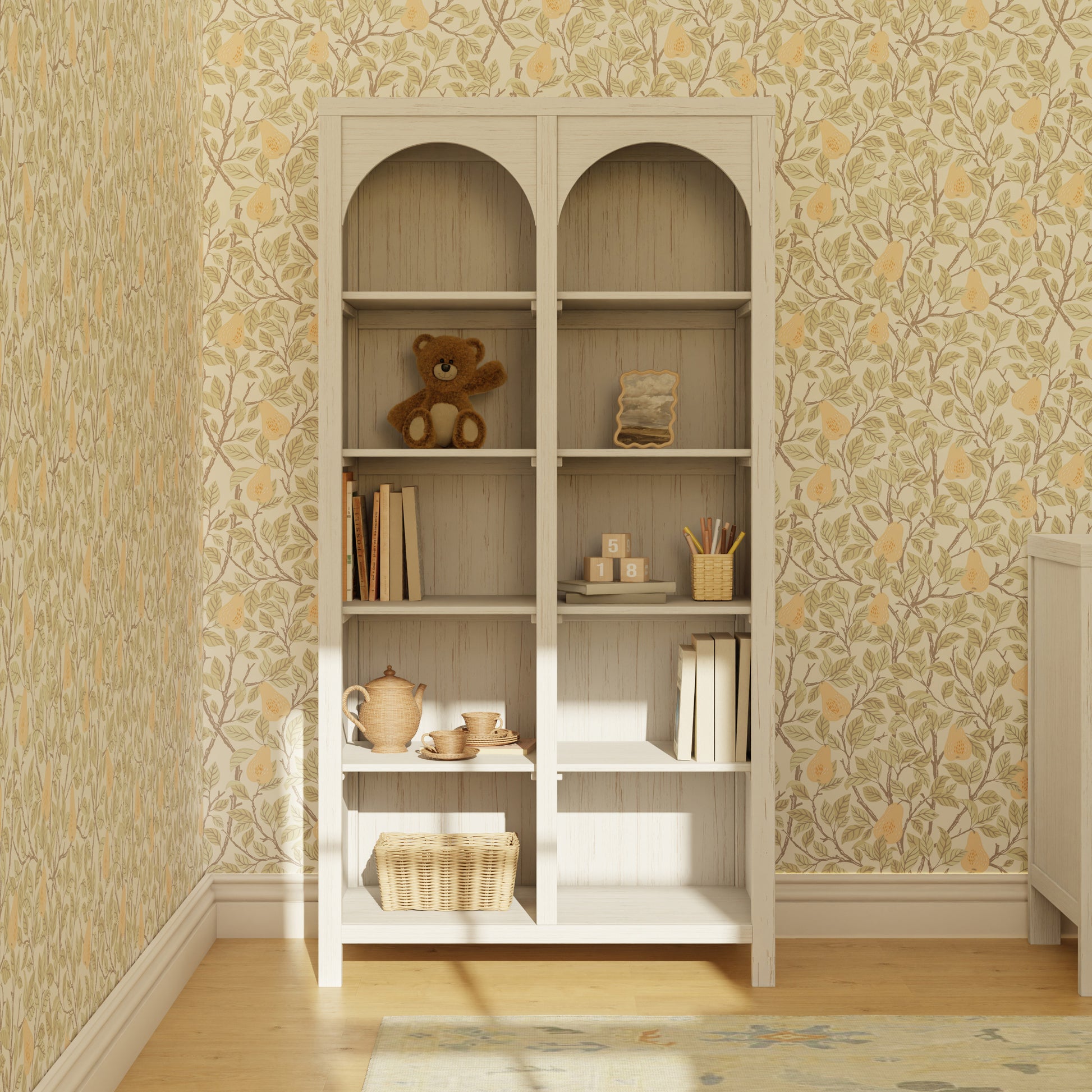 M24814WDF,Namesake,Eloise Bookcase  Assembled in White Driftwood