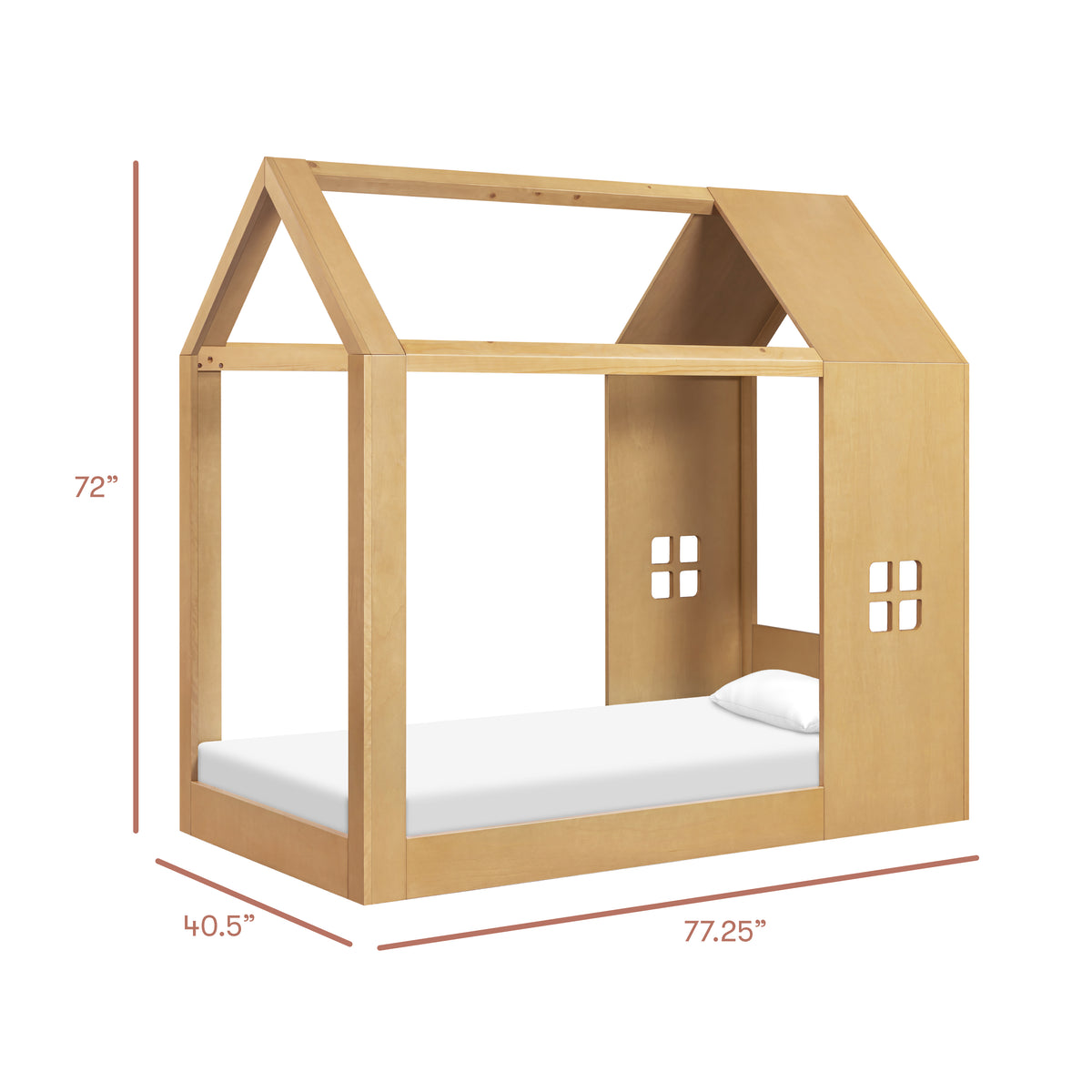 Uchi Montessori-Inspired House Twin Bed - dimensions