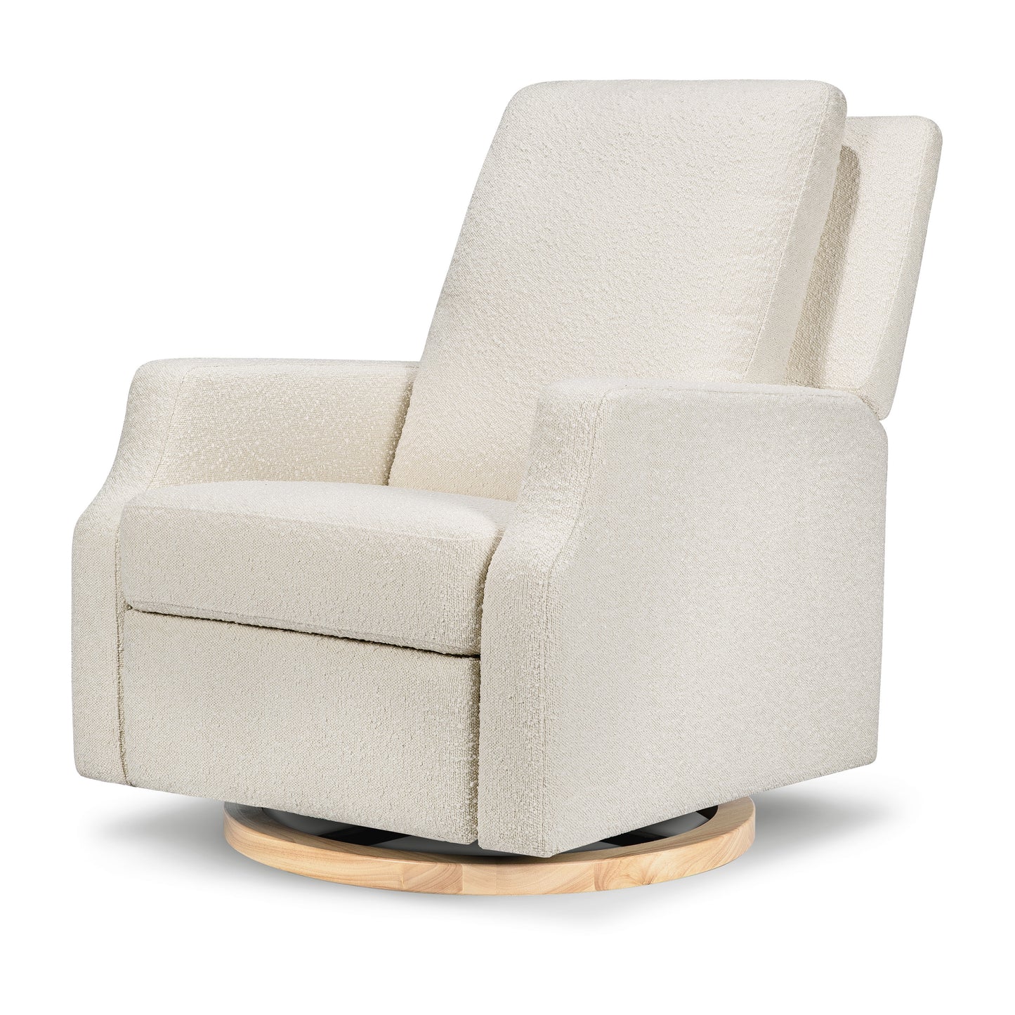 M22287WBLB,Namesake,Crewe Recliner and Swivel Glider in Ivory Boucle w/Light Wood Base