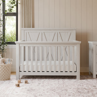 B14501WDF,Monogram by Namesake,Emory Farmhouse 4-in-1 Convertible Crib in White Driftwood