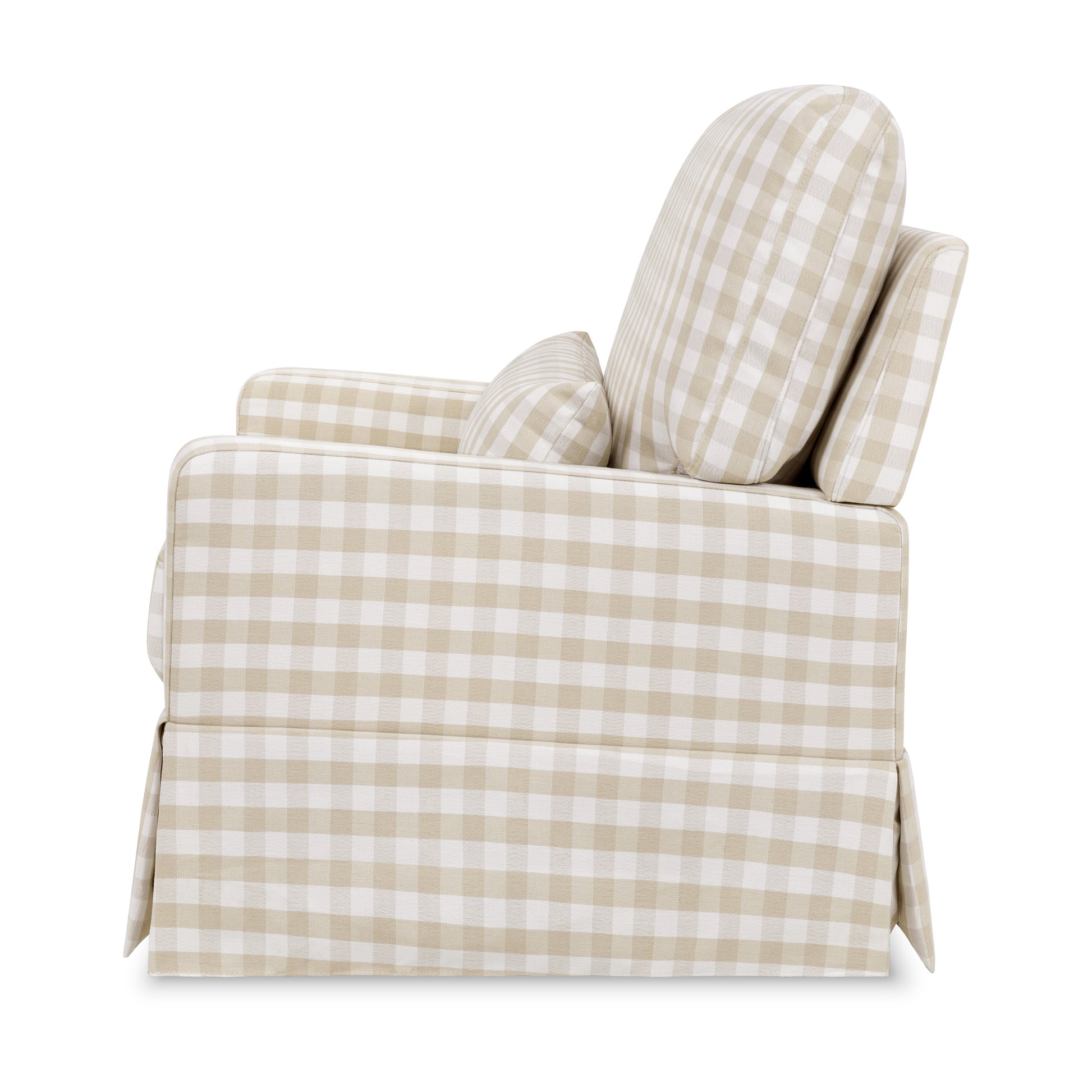 M21797TGH,Crawford Chair and a Half Pillowback Swivel Glider in Tan Gingham