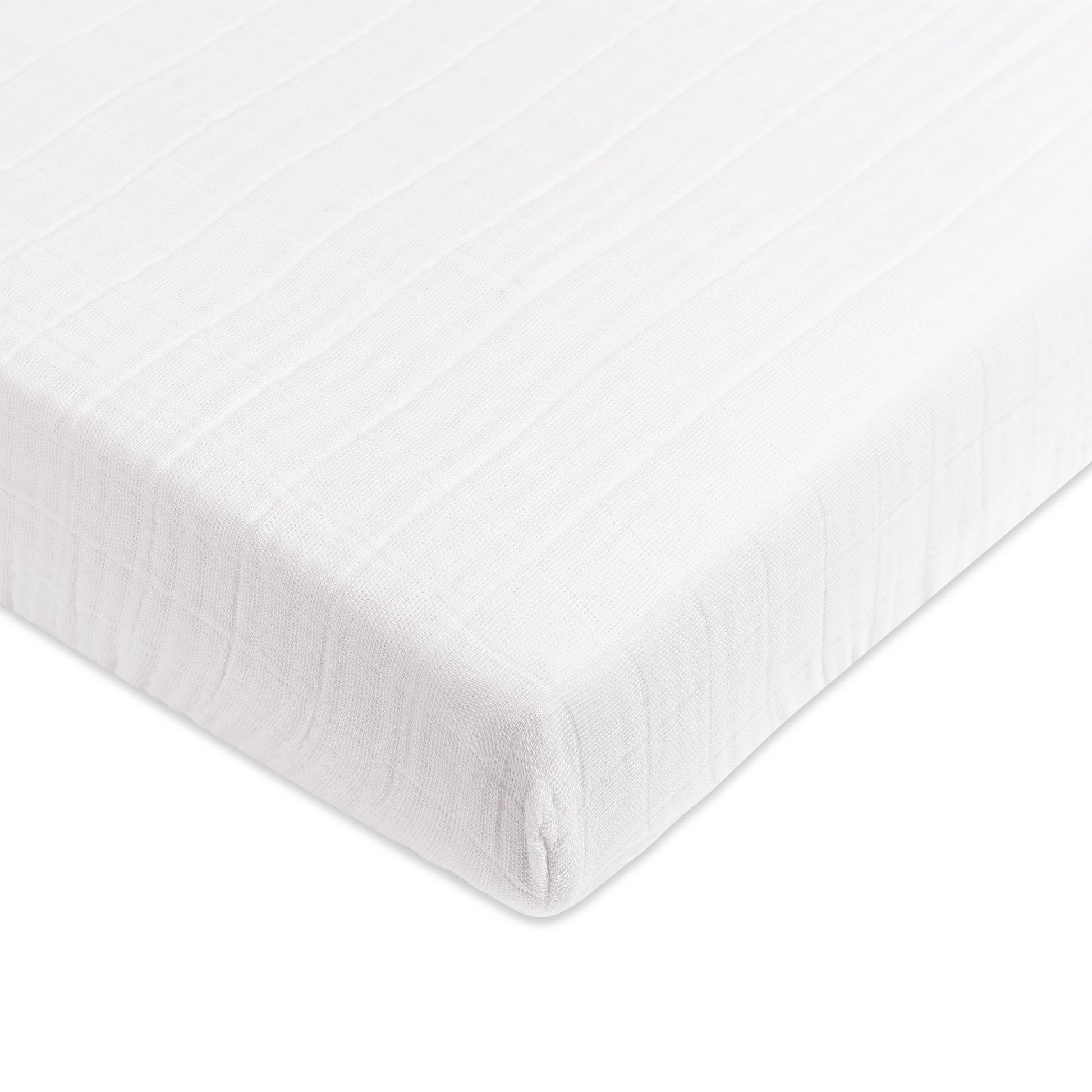 T29436,Plain White Muslin Mini Crib Sheet in GOTS Certified Organic Cotton
