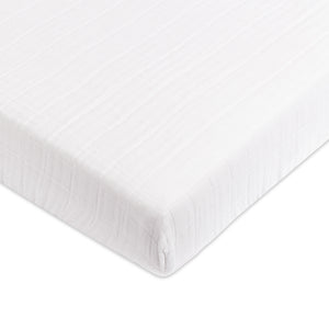 T29436,Babyletto,Plain White Muslin Mini Crib Sheet in GOTS Certified Organic Cotton