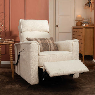 M17183PWB,Namesake,Willa Deluxe Power Glider Recliner w/Heat&Massage in Performance Ivory Boucle