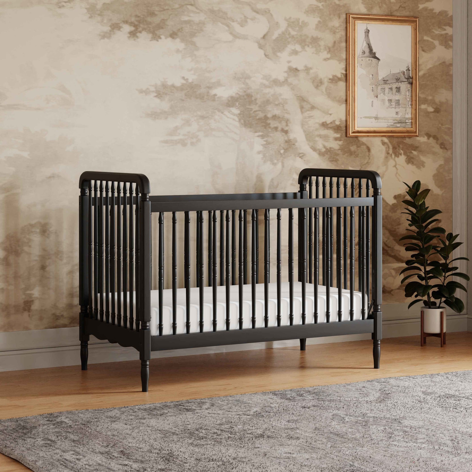 M7101B,Namesake,Liberty 3-in-1 Convertible Spindle Crib w/Toddler Bed Conversion Kit in Black