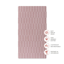 T30435,Babyletto,Maroon Stripe Muslin Crib Sheet in GOTS Certified Organic Cotton