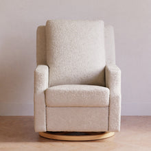 M22286WBLB,Namesake,Crewe Electronic Swivel Glider Recliner in Ivory Boucle w/Light Wood Base