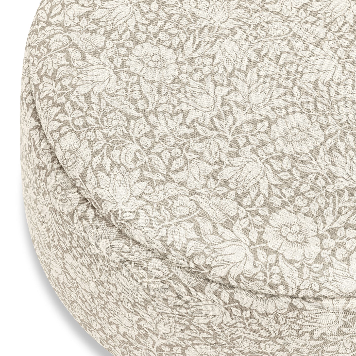 M30985MADF,Namesake,Tuffet Storage Ottoman Mallow in Ash w/ Dark Wood Ball Feet