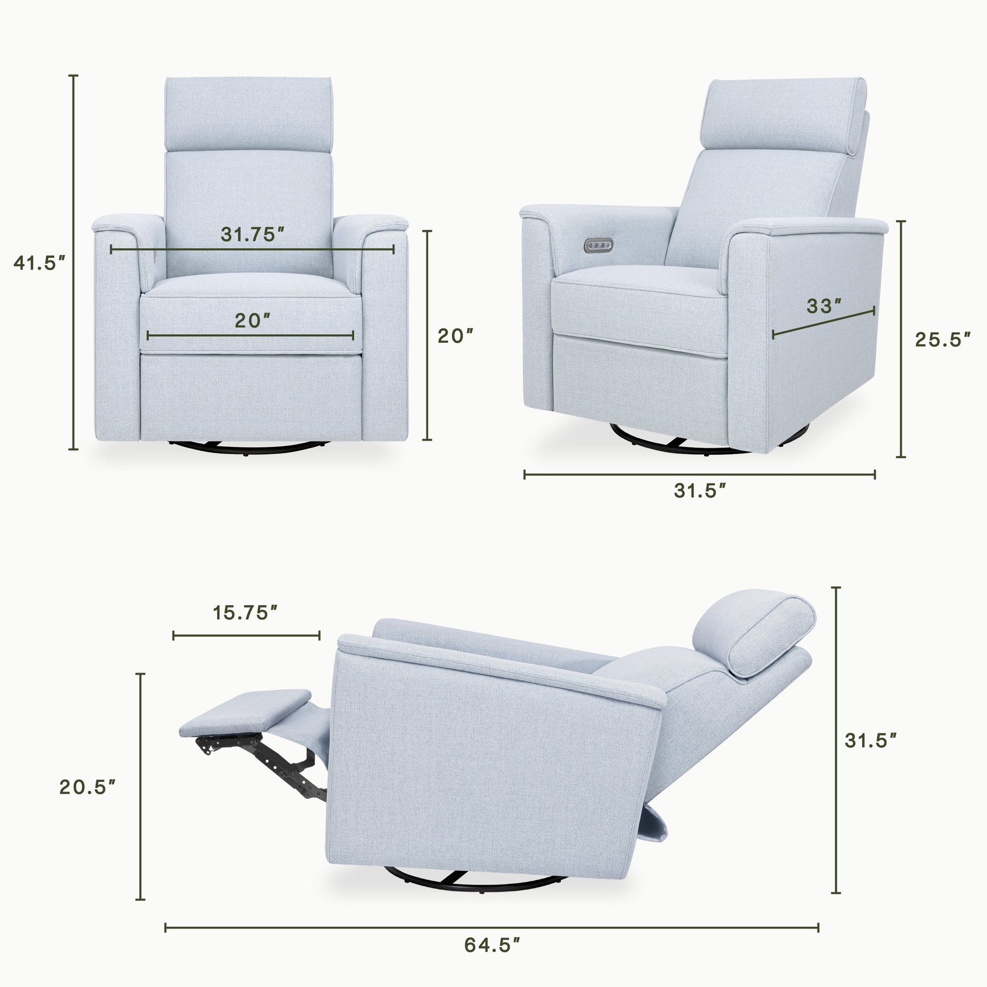 M17186PCET,Namesake,Willa Plus Power Glider Recliner w/ Power Headrest in Performance Chambray Eco-Twill