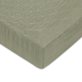 T29737MCA,Matcha Quilted Muslin Changing Pad Cover in GOTS Certified Organic Cotton