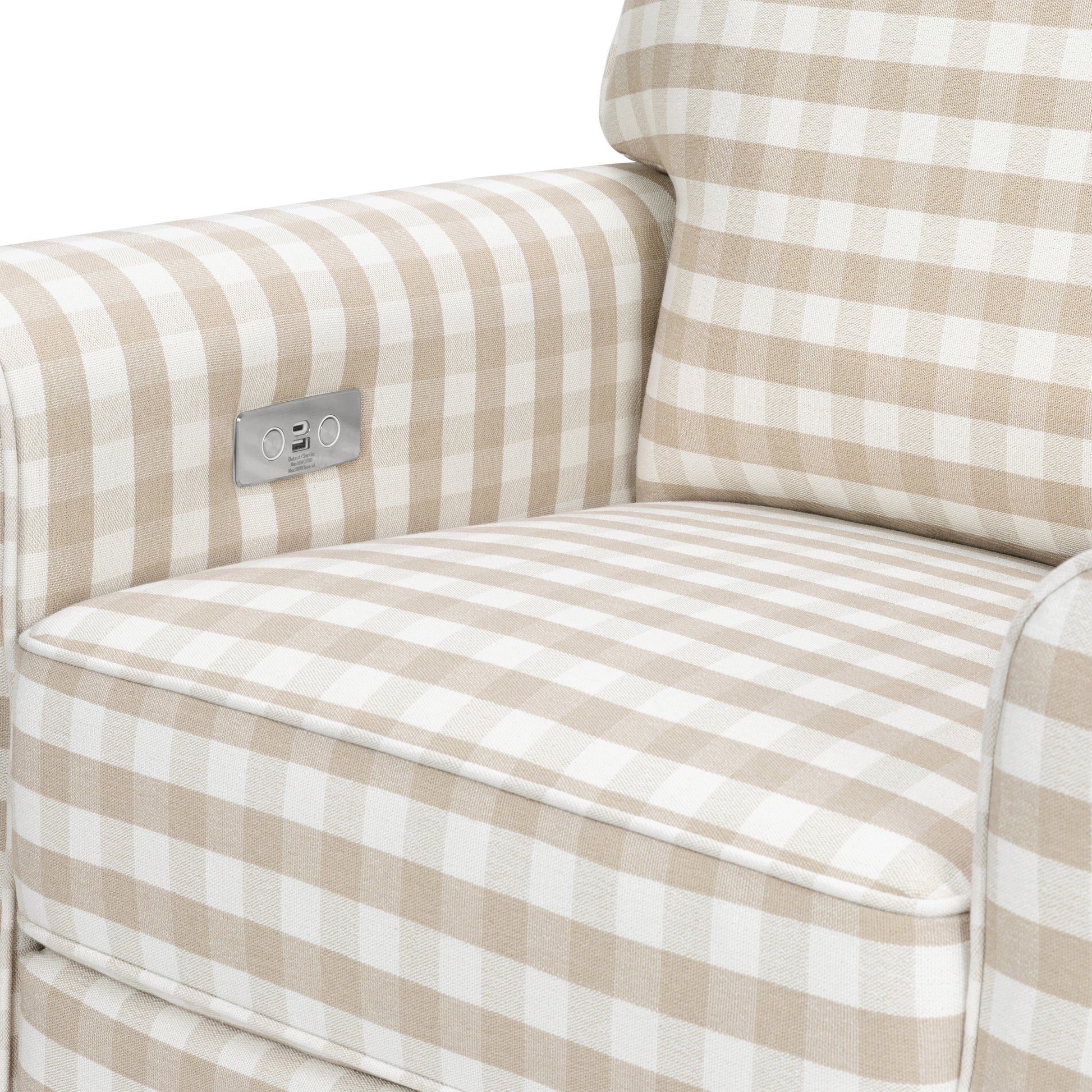 B17787TGH,Monogram by Namesake,Monroe Pillowback Power Recliner in Tan Gingham