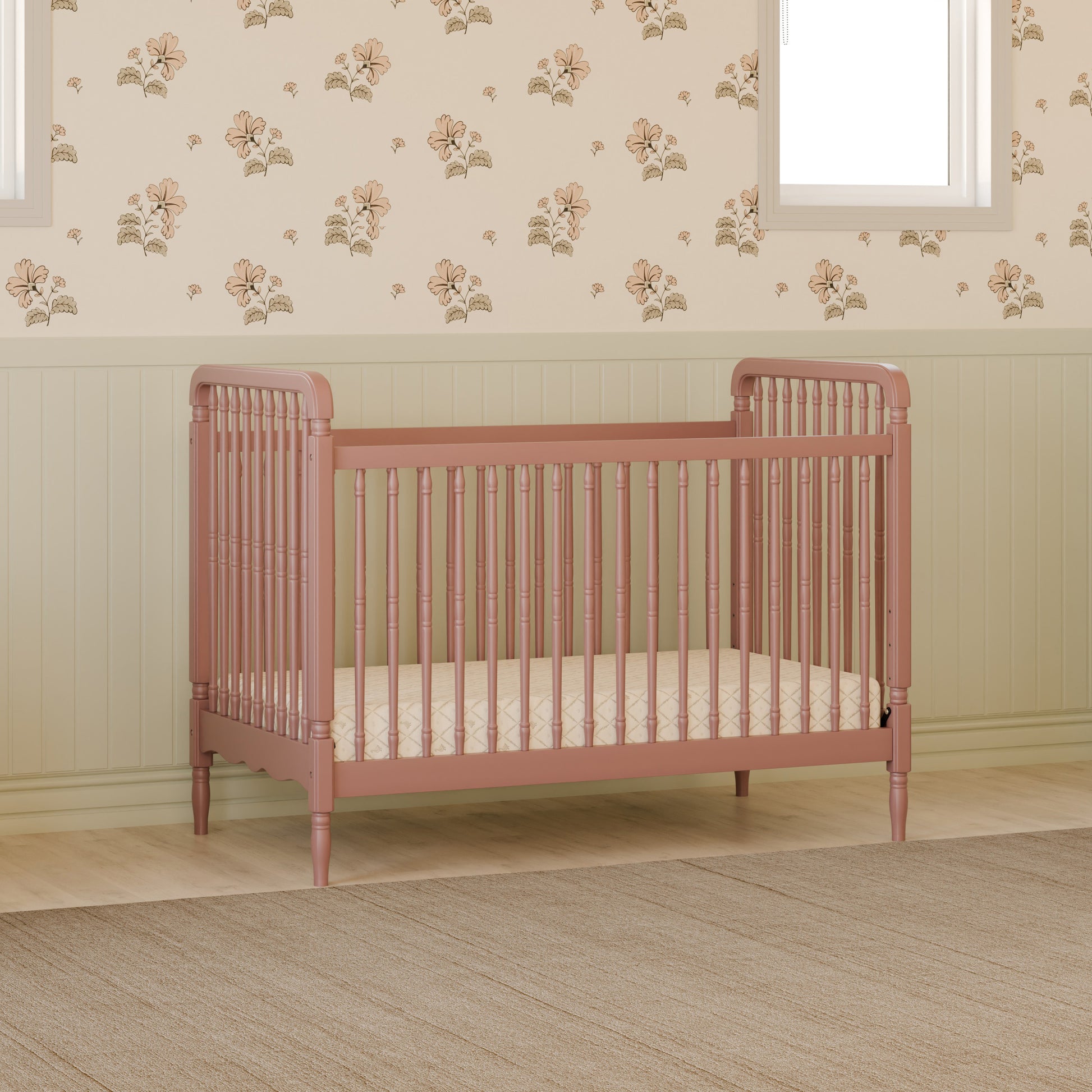 M7101DTR,Namesake,Liberty 3-in-1 Convertible Spindle Crib w/Toddler Bed Conversion Kit in Dusty Rose