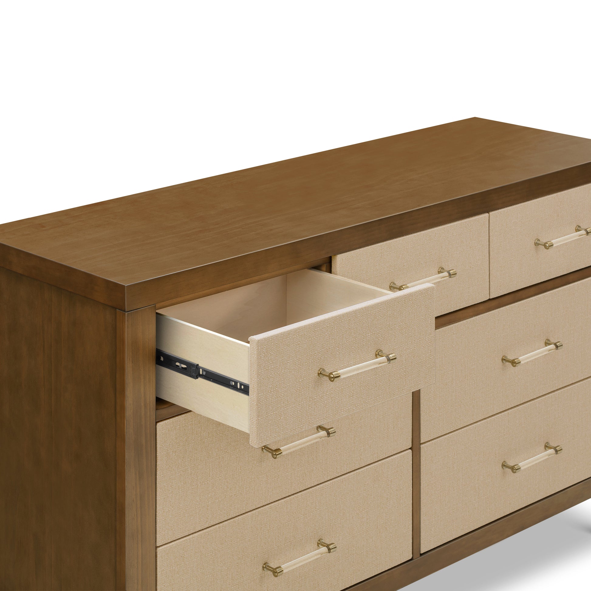 M24816NLPSEW,Namesake,Eloise 7-Drawer Assembled Dresser in Natural Walnut & Performance Sand Eco-Weave