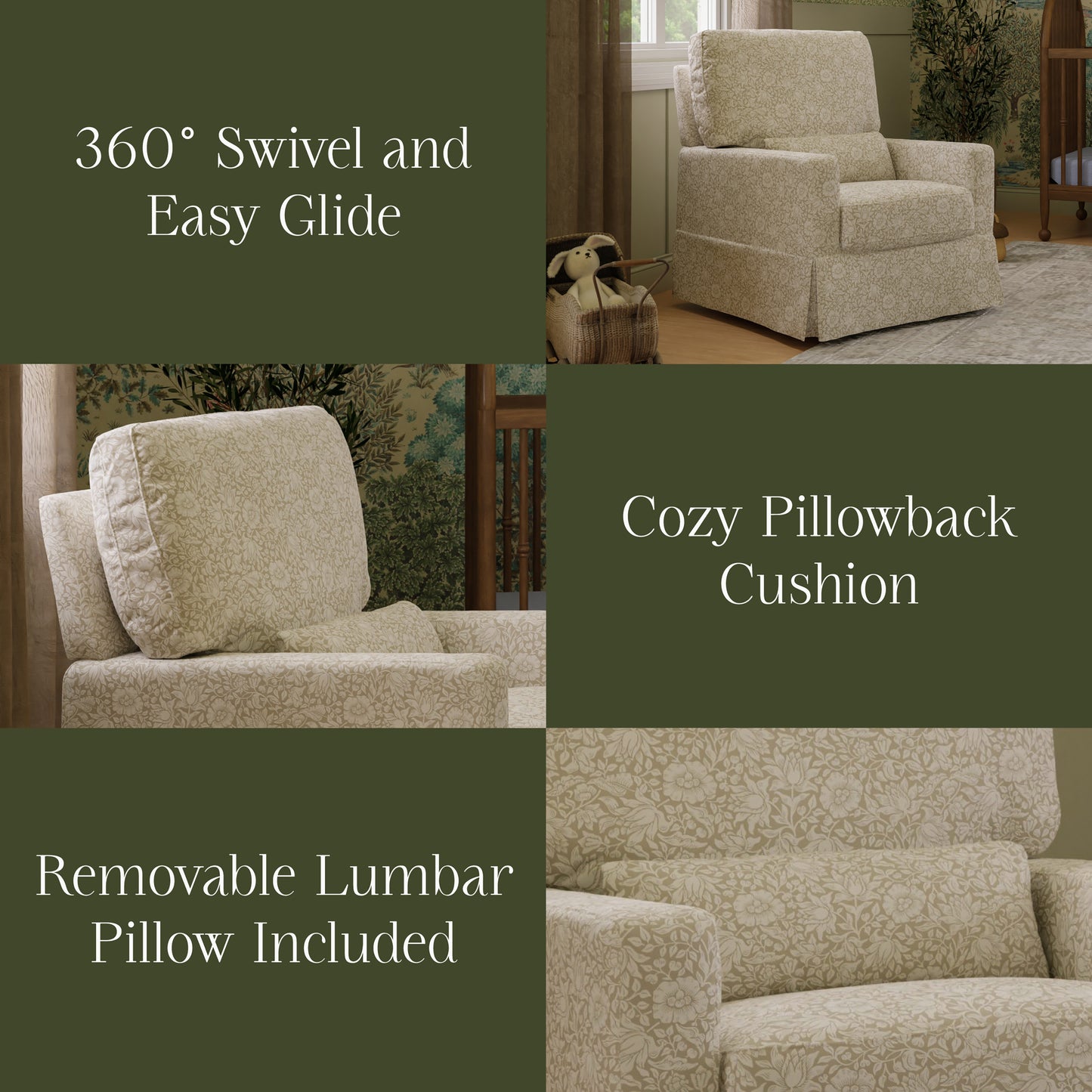 M21787MA,Namesake,Crawford Pillowback Comfort Swivel Glider in Mallow in Ash