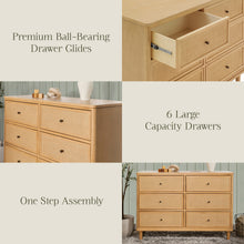 M23716HYHC,Namesake,Marin with Cane 6 Drawer Assembled Dresser in Honey and Honey Cane