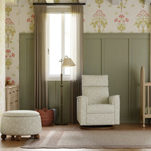 M30985MADF,Namesake,Tuffet Storage Ottoman Mallow in Ash w/ Dark Wood Ball Feet