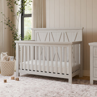 B14501WDF,Monogram by Namesake,Emory Farmhouse 4-in-1 Convertible Crib in White Driftwood