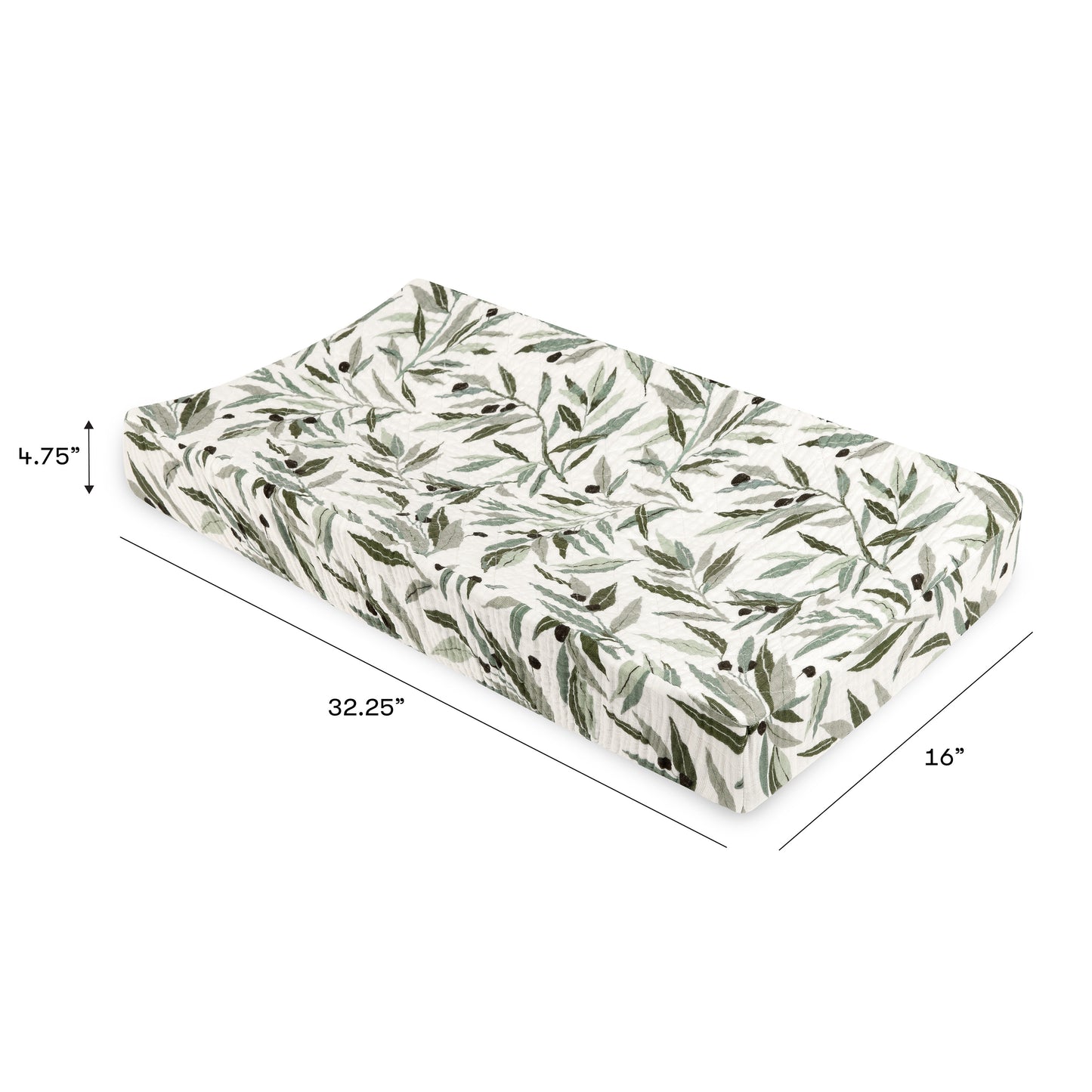 T28237,Babyletto,Olive Branches Quilted Muslin Changing Pad Cover in GOTS Certified Organic Cotton