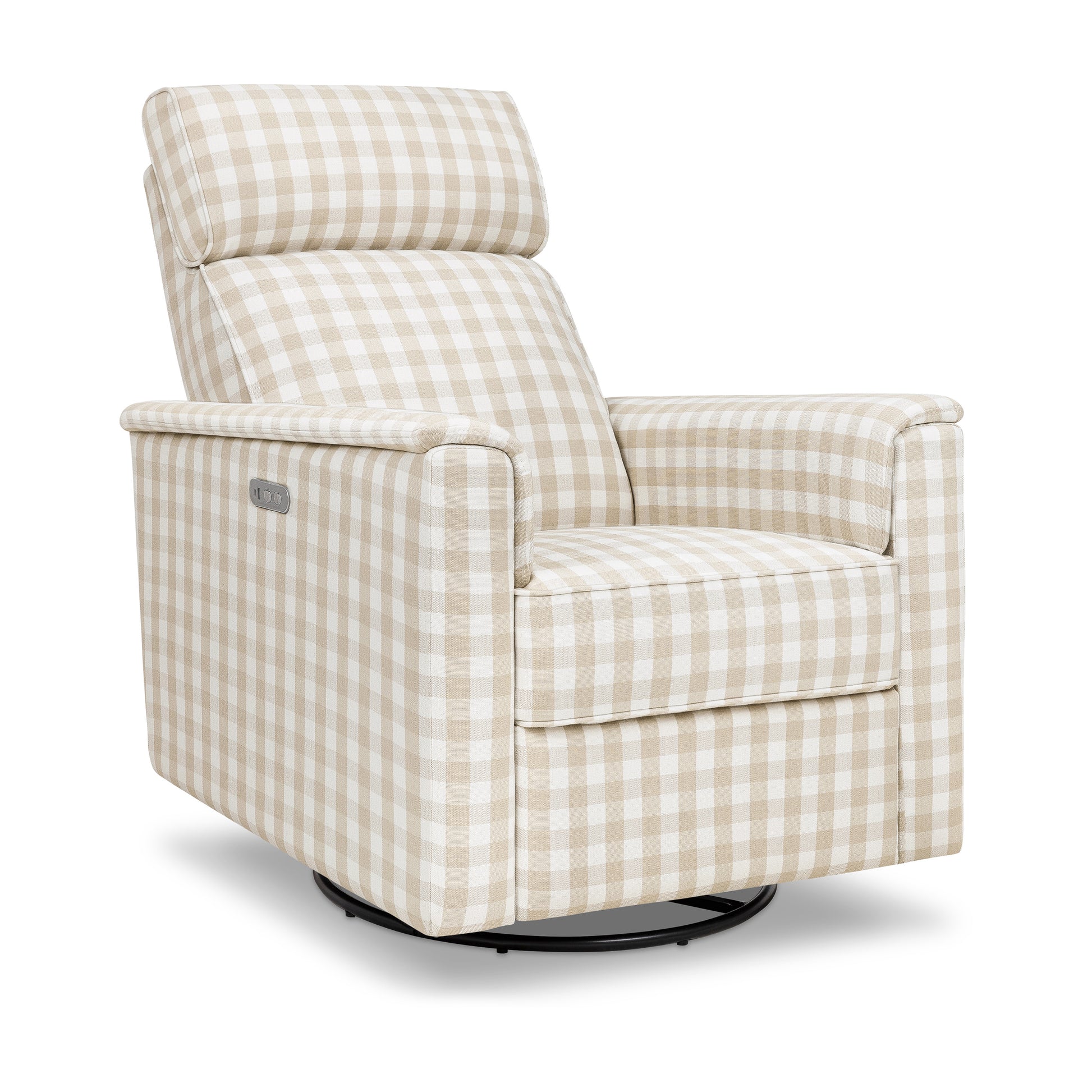 M17186TGH,Namesake,Willa Plus Power Glider Recliner w/ Power Headrest in Tan Gingham