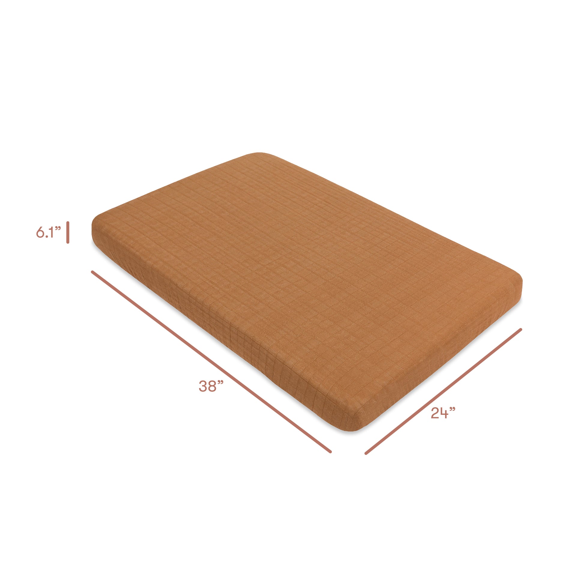 T29536BTS,Burnt Sienna Muslin Mini Crib Sheet in GOTS Certified Organic Cotton