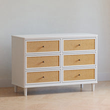 M23716RWHC,Namesake,Marin with Cane 6 Drawer Assembled Dresser in Warm White and Honey Cane