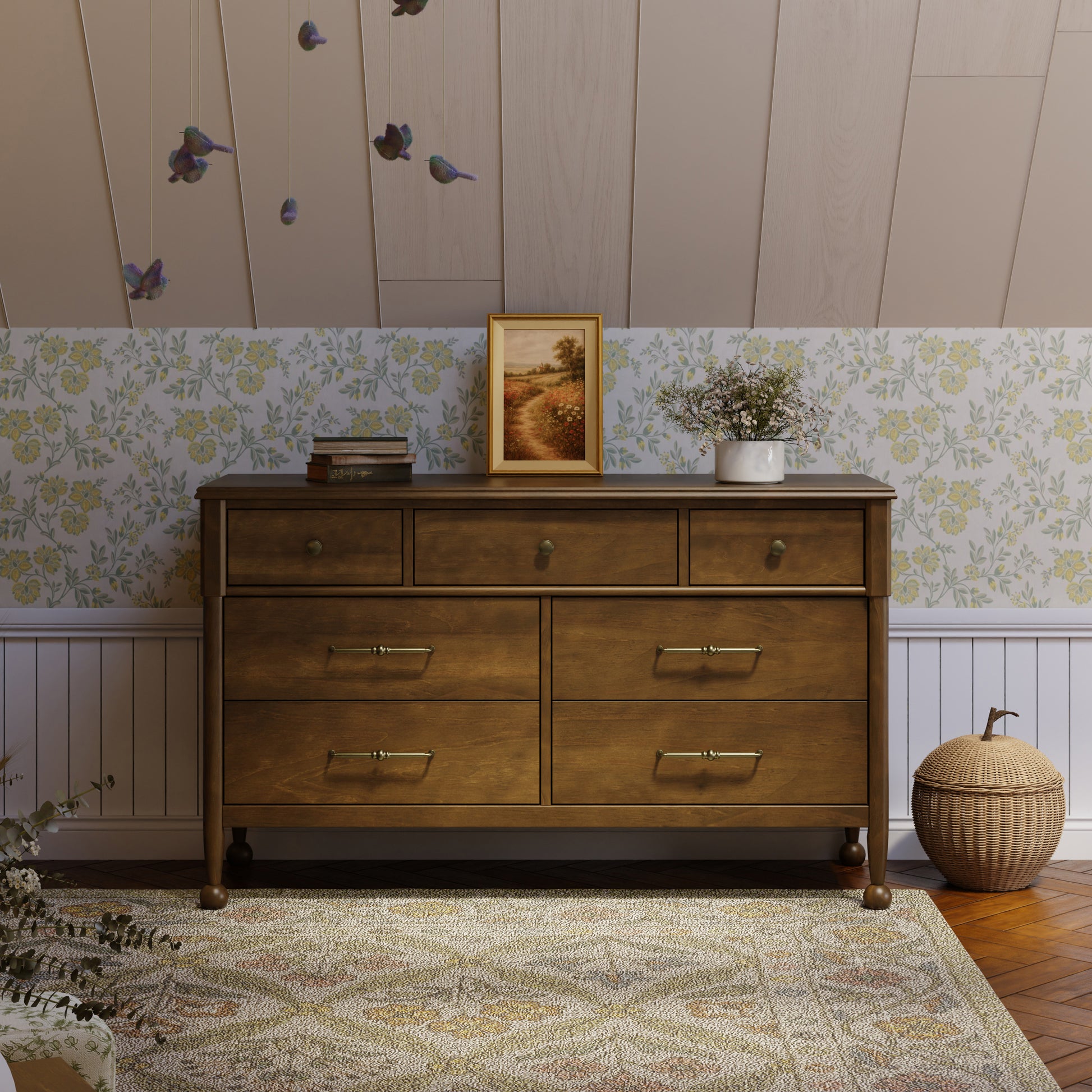 M31416NL,Namesake,Alouette 7-Drawer Assembled Dresser in Natural Walnut