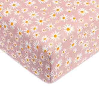 T28035,Babyletto,Daisy Muslin Crib Sheet in GOTS Certified Organic Cotton