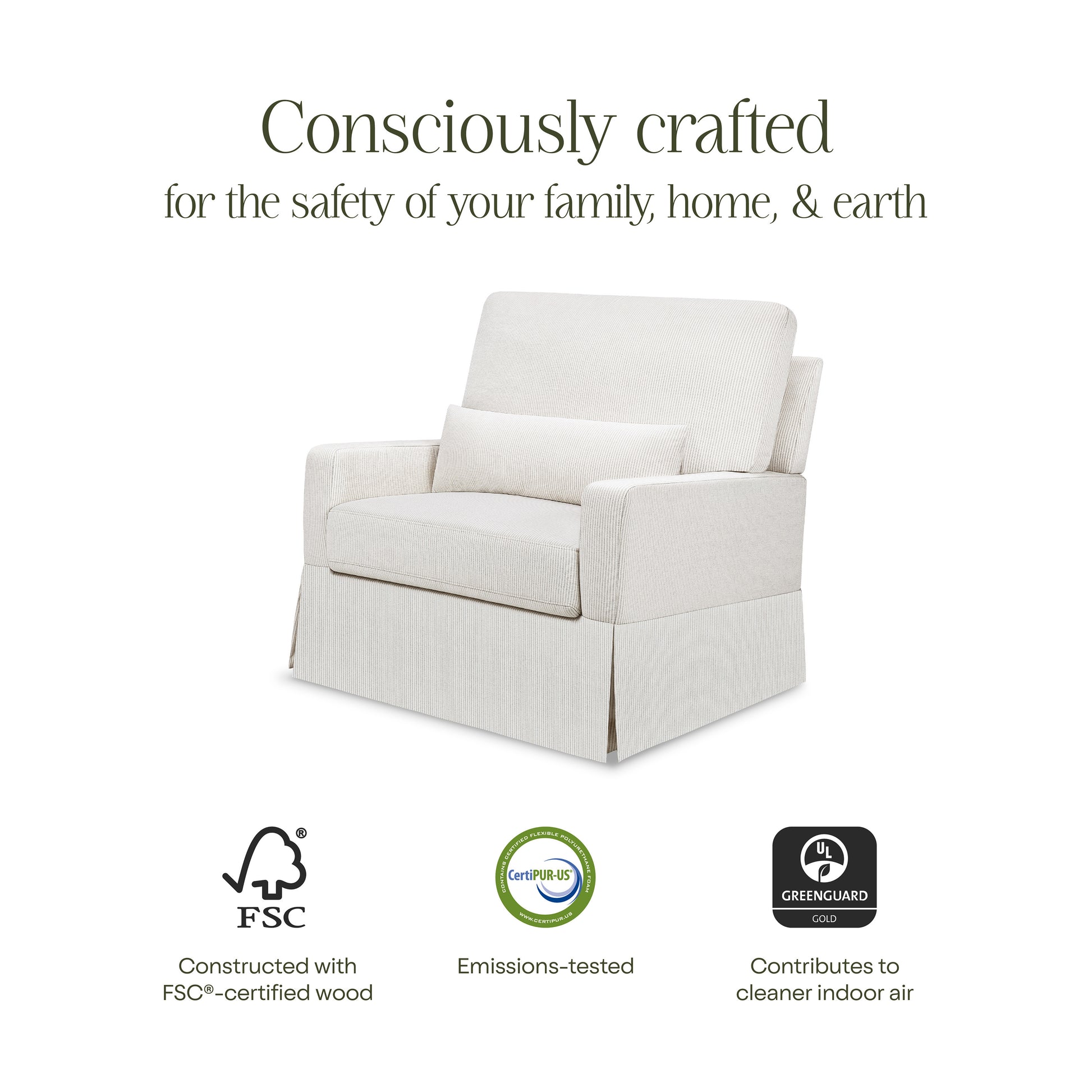 M21797FCS,Namesake,Crawford Chair and a Half Pillowback Swivel Glider in Fog Chatham Stripe Performance Eco-Weave