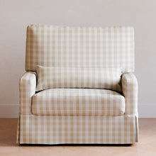 M21797TGH,Crawford Chair and a Half Pillowback Swivel Glider in Tan Gingham