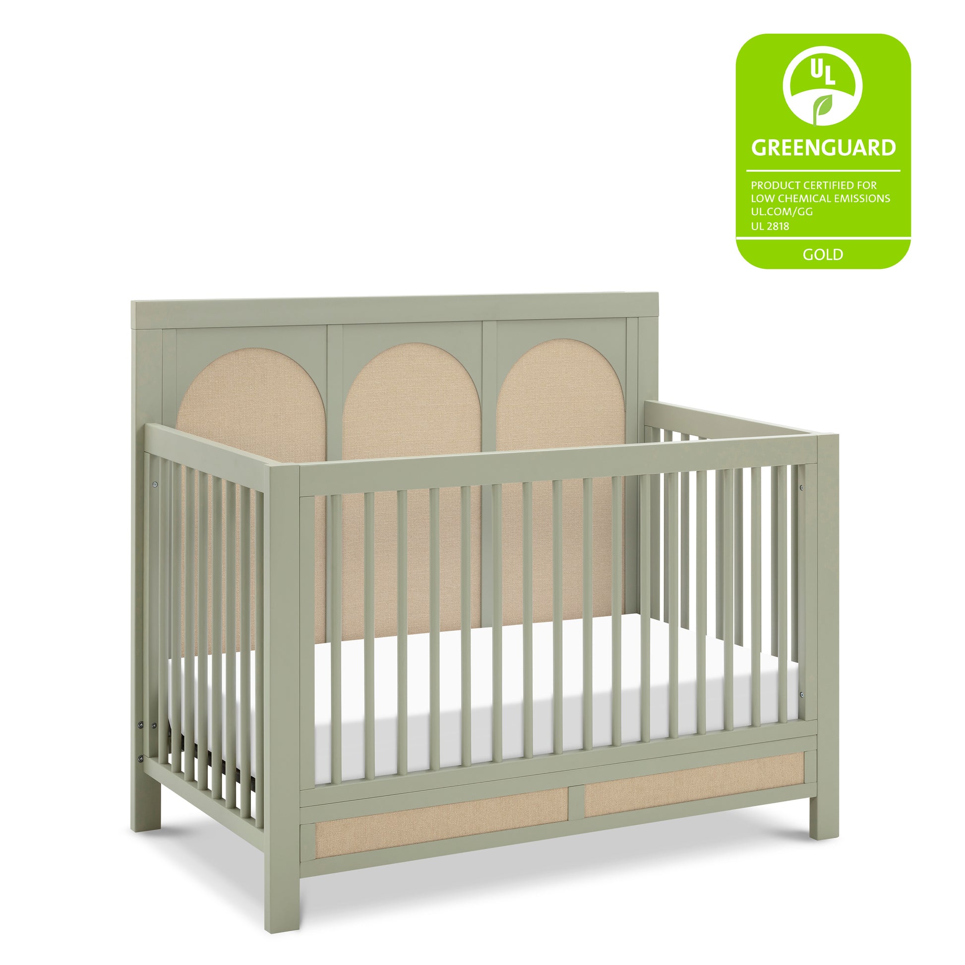 M24801FSPSEW,Namesake,Eloise 4-in-1 Convertible Crib in French Sage and Performance Sand Eco-Weave