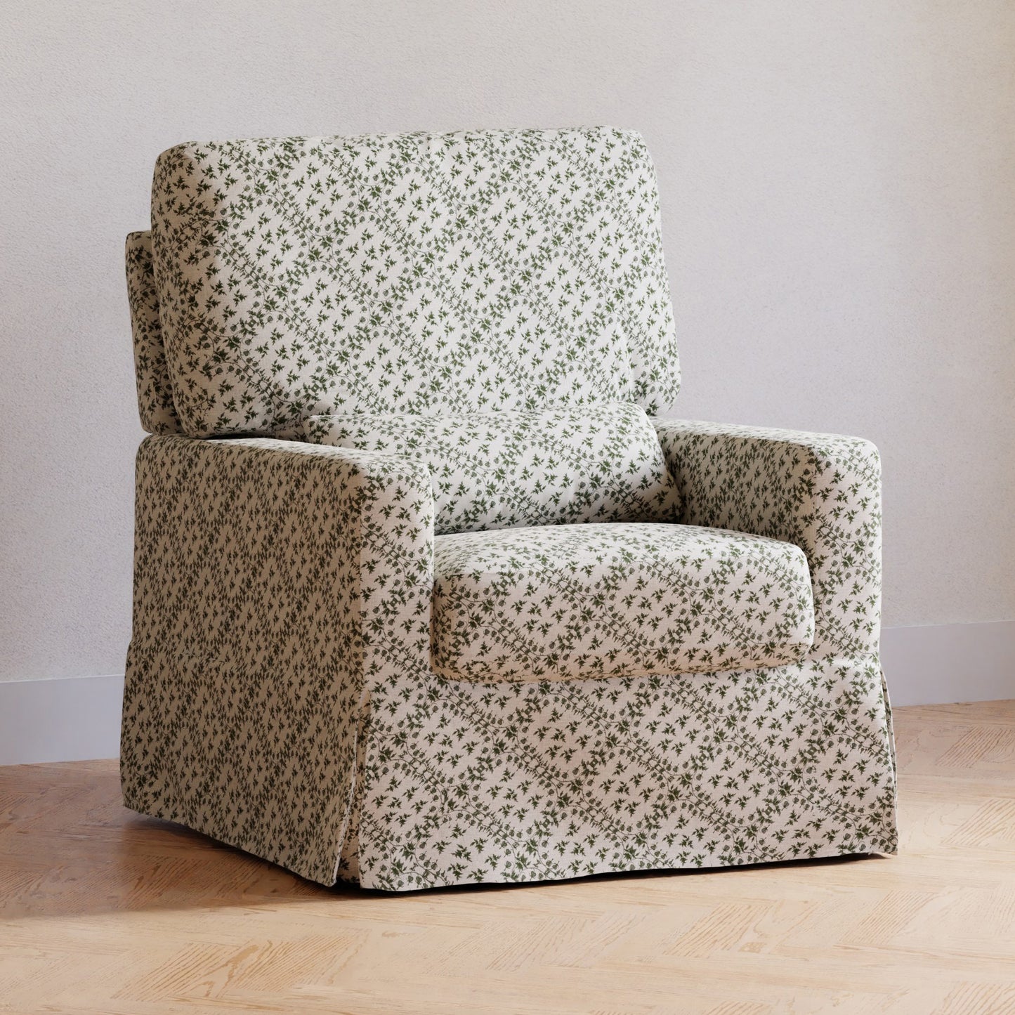 M21787GLT,Namesake,Sarah Flint x Namesake Crawford Swivel Glider in Green Lattice Performance Eco-Weave