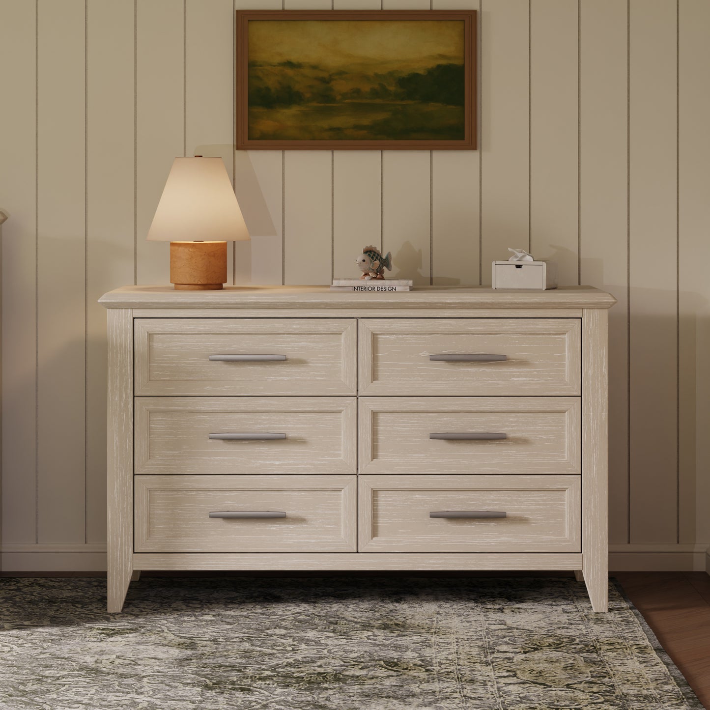 B14416SDB,Monogram by Namesake,Beckett 6-Drawer Dresser in Sandbar