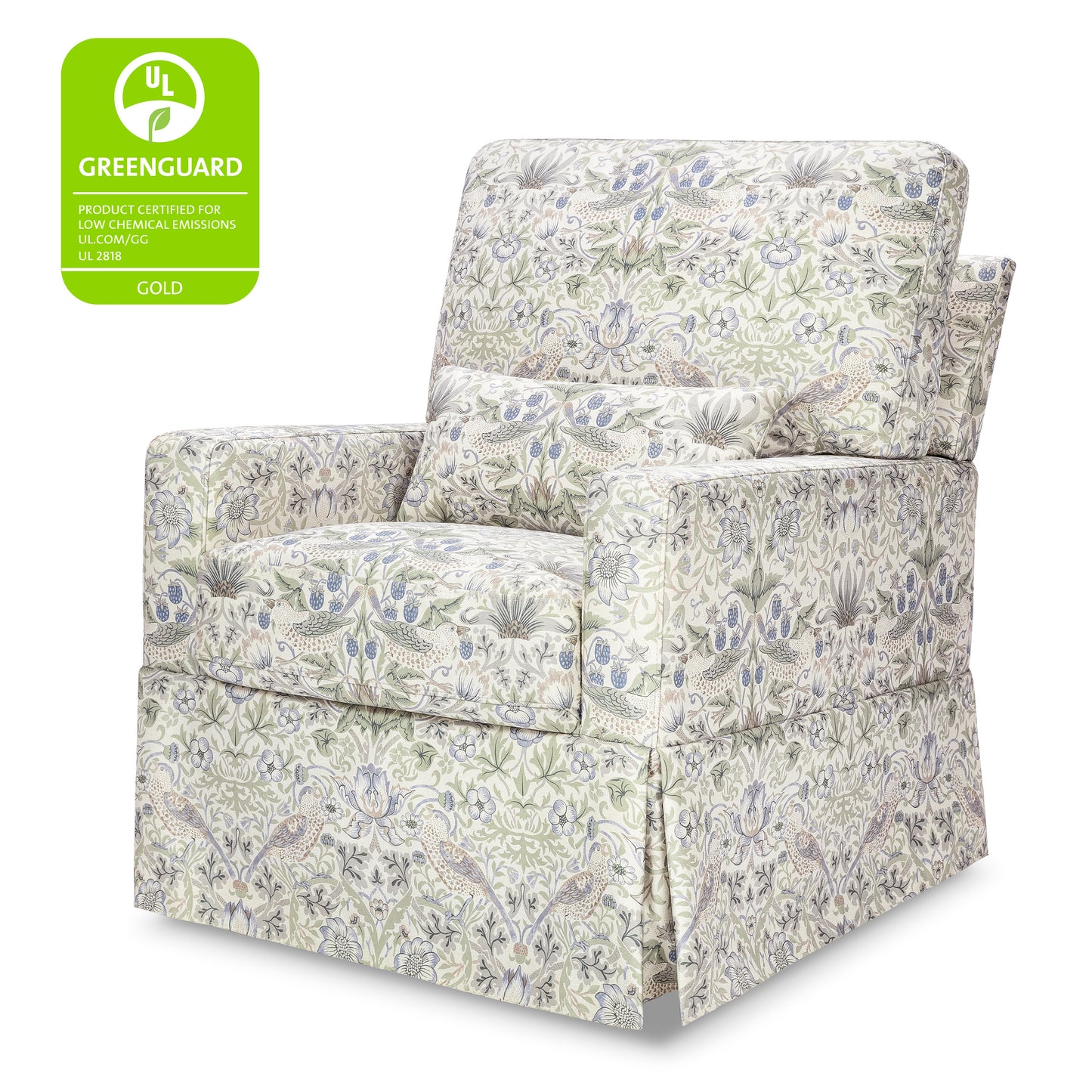 M21787TTFT,Namesake,Crawford Pillowback Comfort Swivel Glider in Strawberry Thief in Fig & Thyme